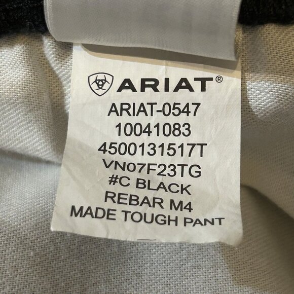 Ariat 46x32 Rebar M4 Pants DuraStretch Tough Double Front Straight Leg Black - Picture 7 of 14